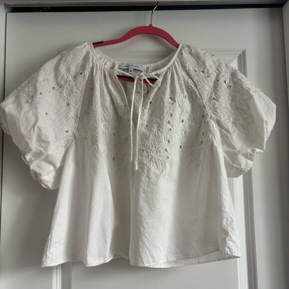 Jacquie The Label Tops - Jacquie the Label Anthropologie Eyelet Puff Sleeve Top Sz S Feminine Romantic